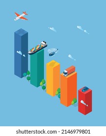 Rating of transpotation bar chart infographic. Vector illustration