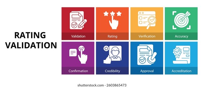 Rating Validation Glyph Solid Banner Web Icon Set Vector Illustration - Powered by Shutterstock - Get 15% off with code: PIKWIZARD15
