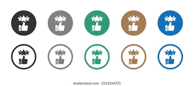 Rating vector flat icons set. Customer ration icon. Customer satisfaction vector sign collection