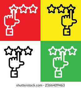 rating vector icon. Outline style icon, from Advertisement icons collection, isolated on Red, Yellow, Green and White Background.