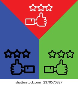 Rating Vector Icon, Outline style icon, from Advertisement icons collection, isolated on Red, Yellow, Green and White Background.