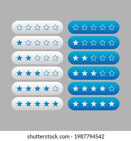 Rating white and blue stars icons set on white background. Easy editable vector illustration.
