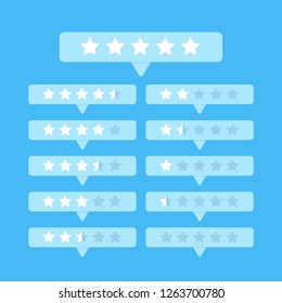 rating white stars set button on blue background vector