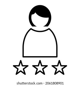 Rating women customer feedbacks icon in modern outline style design. Vector illustration isolated on white background.