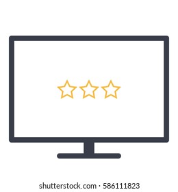 Rating_Review icon- Flat design, glyph style icon - Yellow enclosed in a screen
