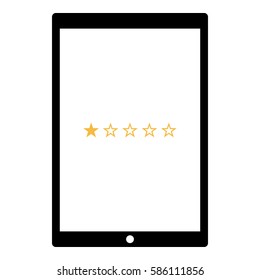 Rating_Review icon - Flat design, glyph style icon - Yellow enclosed in a tablet