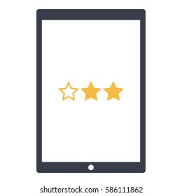 Rating_Review icon - Flat design, glyph style icon - Yellow enclosed in a tablet