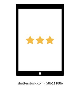 Rating_Review icon - Flat design, glyph style icon - Yellow enclosed in a tablet