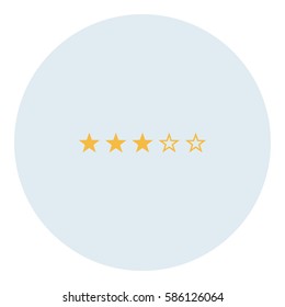 Rating_Review icon - Flat design, glyph style icon - Yellow enclosed in a circle