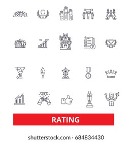 Ratings, Assesment, Classification, Review, Ranking, Evaluation, List,order,score Line Icons. Editable Strokes. Flat Design Vector Illustration Symbol Concept. Linear Signs Isolated On Background