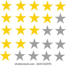 ratings icon vector. 5 star, 4 star, 3 star, 2 star