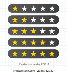 Ratings ranging from one star to five stars. on checkered paper,Flat Modern design ,Vector illustration EPS 10