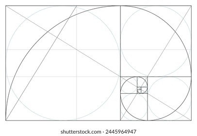 Ratio used in design, golden ratio 1:1.618, Vector Illustration