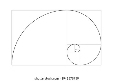 Ration section proportions Vector pattern in golden ratio Fibonacci illustration. Abstract geometry. Vector pattern in golden ratio Fibonacci illustration