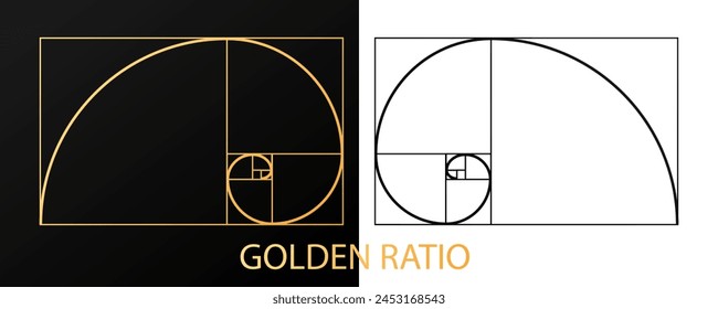 Ration section proportions Vector pattern in golden ratio Fibonacci illustration. Abstract geometry. Vector pattern in golden ratio Fibonacci illustration 