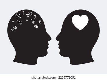 
Rational brain vs emotional brain, reason or heart. Psychology