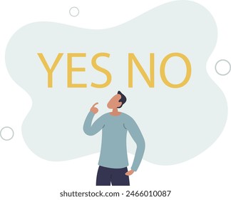 rational businessman thinking and make decision for business or career question.flat vector illustration.