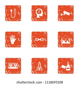 Rational icons set. Grunge set of 9 rational vector icons for web isolated on white background