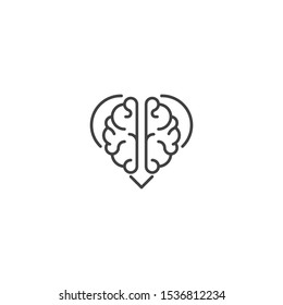 Rational Love, Brain Heart. Vector Logo Icon Template