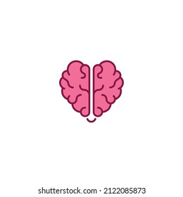 Rational Love, Brain Heart. Vector Logo Icon Template