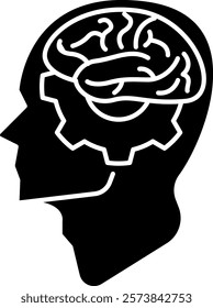 Rationale Icon - Black Filled Style - Critical Thinking Theme