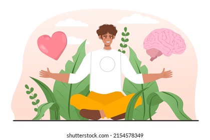 Rationalism set. Logical and structural thinking. Mind behavior concept, heart vs mind idea, passion vs intellect. Personality balance. Flat vector illustration