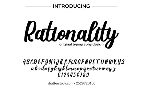 Racionalidad Fuente Pincel elegante pintado con letras mayúsculas de Vector, alfabeto, tipo de letra