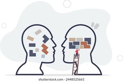 Rationality, logical thinking and critical judgment mind.flat vector illustration.