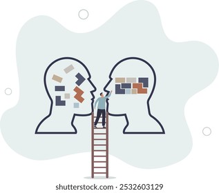 Rationality, logical thinking and critical judgment mind.flat design with people.