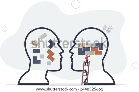 Rationality, logical thinking and critical judgment mind.flat vector illustration.