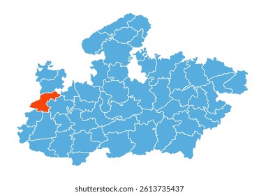 Ratlam District Map Highlighted on Madhya Pradesh State Map