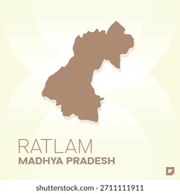 Mapa do Distrito de RATLAM, Madhya Pradesh, Índia - Estrutura vetorial editável.