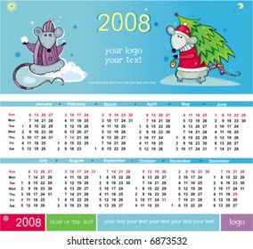 Rats calendar for 2008 With Space reserved for your logo and text.