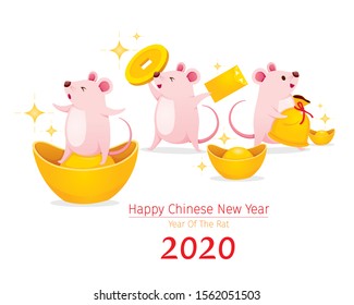 Rats Fun With Wealth, Gold, Happy Chinese New Year 2020, Year Of The Rat, Traditional, Celebration, China, Culture