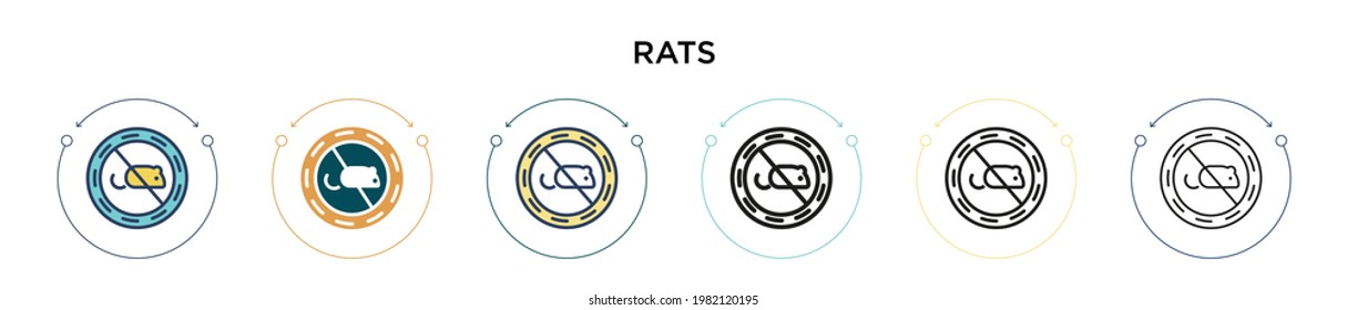 Rats icon in filled, thin line, outline and stroke style. Vector illustration of two colored and black rats vector icons designs can be used for mobile, ui, web