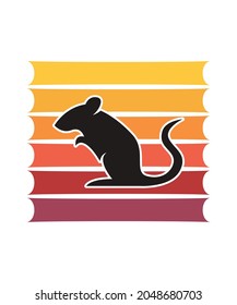 Rats Retro Sunset Design template. Vector design template for logo, badges, t-shirt, POD and book cover. Isolated white background.