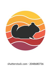 Rats Retro Sunset Design template. Vector design template for logo, badges, t-shirt, POD and book cover. Isolated white background.