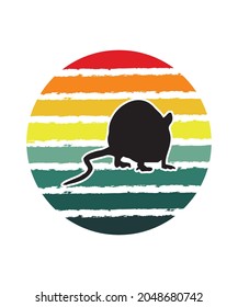 Rats Retro Sunset Design template. Vector design template for logo, badges, t-shirt, POD and book cover. Isolated white background.