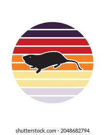 Rats Retro Sunset Design template. Vector design template for logo, badges, t-shirt, POD and book cover. Isolated white background.