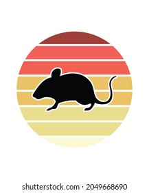 Rats Retro Sunset Design template. Vector design template for logo, badges, t-shirt, POD and book cover. Isolated white background.