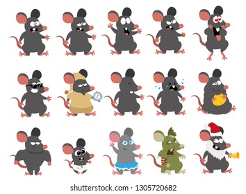 a lot of rats stickers vector illustration