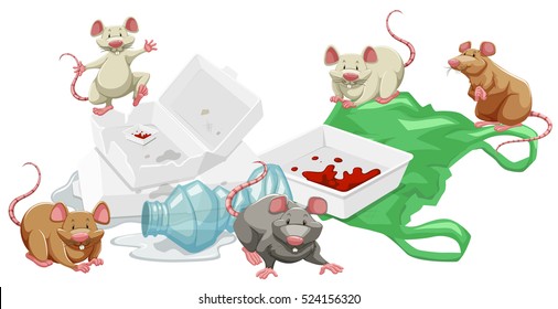 Rats In The Trash Pile Illustration