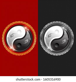 Rats yinyang symbol design on red and black background