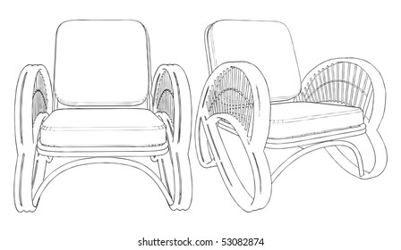 Rattan Armchair Vector 01
