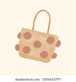 Bolso de la rota con la decoración de la flor, Ilustración vectorial con el fondo separado