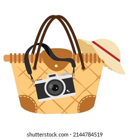 rattan bag with hang Camera To Travel
