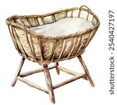 Rattan Cradle watercolor clipart illustration