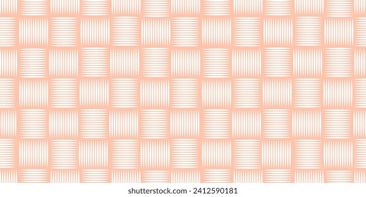 Textura de tela de mimbre. Fondo de patrón sin costuras vectorial de tejido de cesta. Fondo de mezcla de boho orgánico. Peach. Impresión de textura de tela de hormigón irregular para el verano.