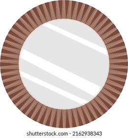 rattan framed mirror cartoon vector isolated hand drawing