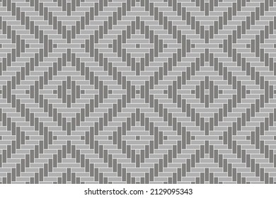Rattan lattice basket seamless grey and black pattern. Abstract texture. Vector woven bamboo backdrop. Interlace placemat. Geometric herringbone structure. Straw or wooden decorative material